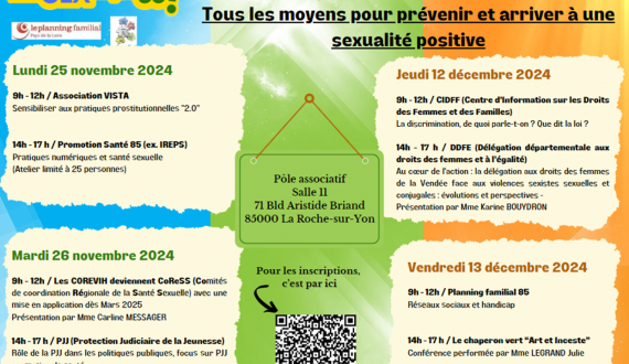 Programme des journées pédagogiques du collectif Tout SEXplique 85 !