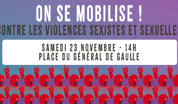 On se mobilise contre les violences sexistes et sexuelles, Samedi 23 Novembre à 14h Place du Général de Gaulle